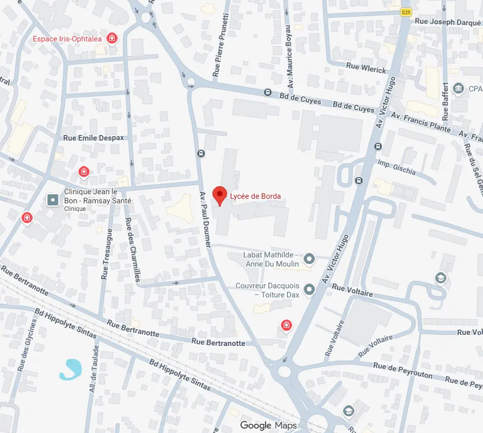 Carte du lieu de rendez-vous de l’auto-école à Dax